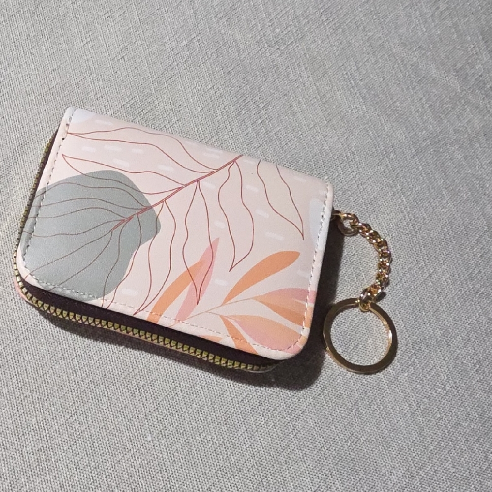 Floral Patterned Wallet with Keychain